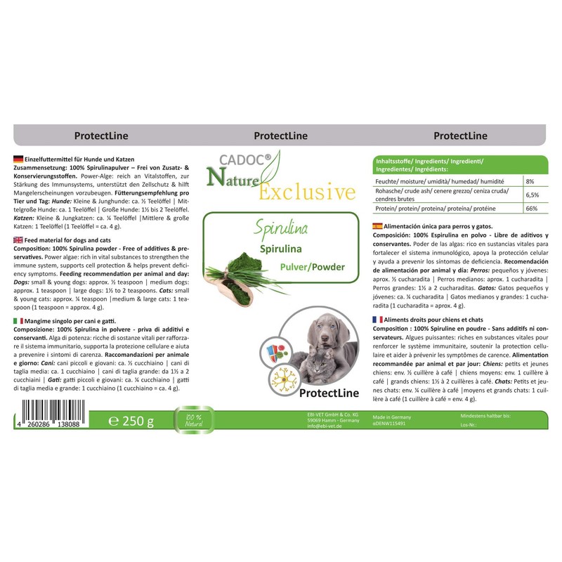 Cadoc - Nature Exclusive Spirulina, 250 g, Greenish, Tasteful