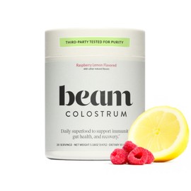 Beam Colostrum Powder – Gut Health, Immune Support & Recovery Supplement – 3g per Serving – Grass-Fed, Third-Party Tested, Pure Whole Bovine Colostrum – No Fillers, Non-GMO, 30 Servings