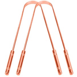 Copper Tongue Cleaner Traditional Ayurvedic Design, Pack of-2, Reduce Bad Breath, Tongue Scrubber, Easy to Use, Tongue Scraper for Oral Care & Hygiene