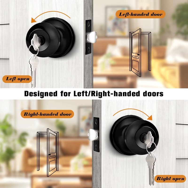Probrico 3 Pack Keyed Alike Entry Door Knobs with Lock