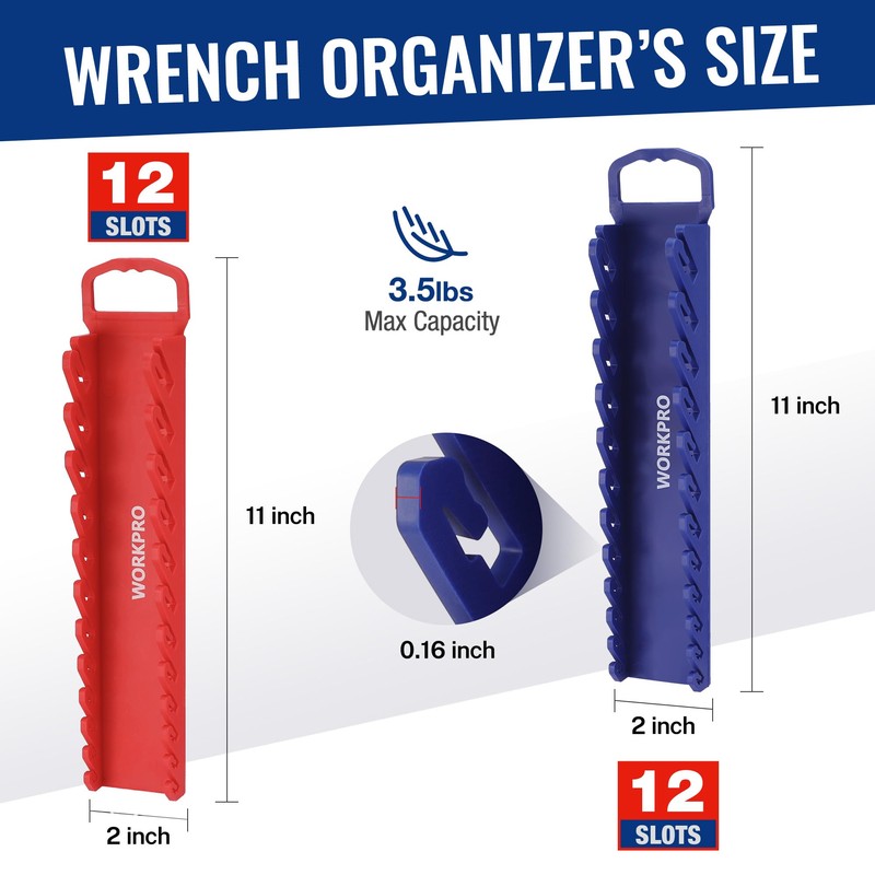 WORKPRO 8-Piece Magnetic Socket Organizer and Magnetic Wrench Organizer Set,