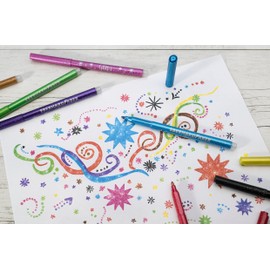 Eberhard Faber Eberhard Faber 551008 - Glitzer Filzstifte Set, 8 Malstifte mit dünner Spitze im Kartonetui