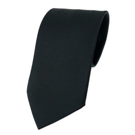TigerTie - Wide designer tie in black plain colour - mourning tie 100% polyester - tie width 8.5 cm, black