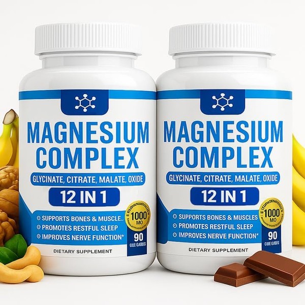Magnesium Complex Supplement 1000mg – 12-in-1 Formula with Glycinate, Citrate,