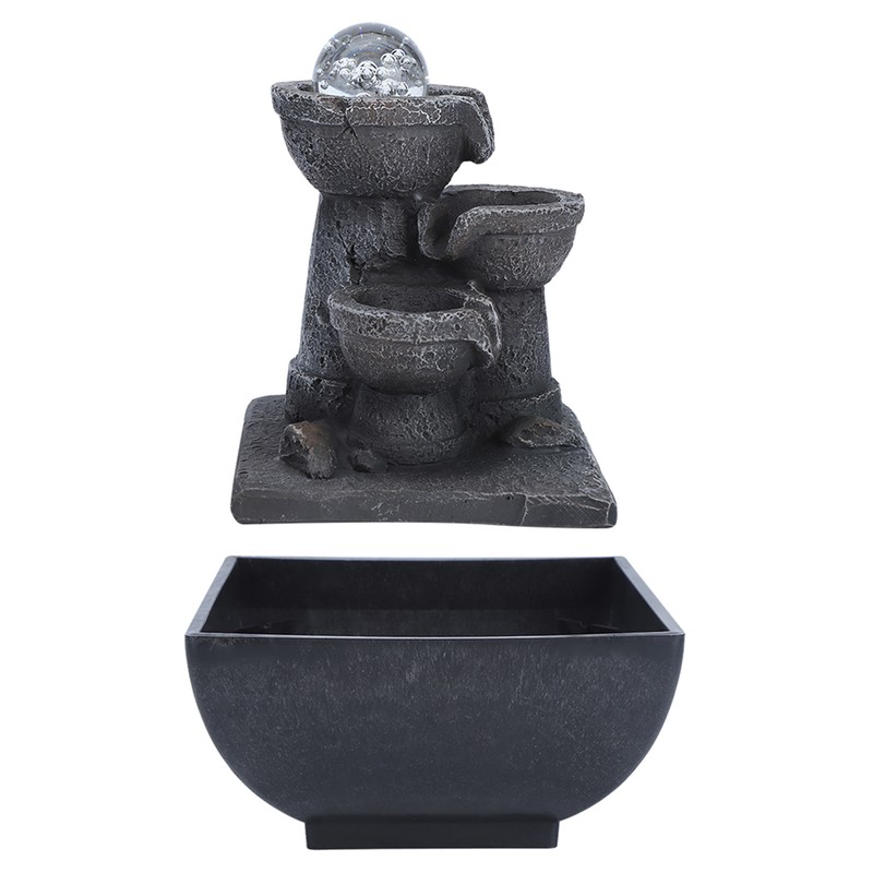 LED Illuminated Tabletop Waterfall Flowing Water Fountains with Ball for