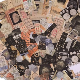 Scrapbook Supplies Pack (200 Pieces) for Art Journaling Bullet Junk Journal Supplies Planners DIY Vintage Stickers Craft Kits Notebook Collage Album Aesthetic Picture Frames (Celestial)