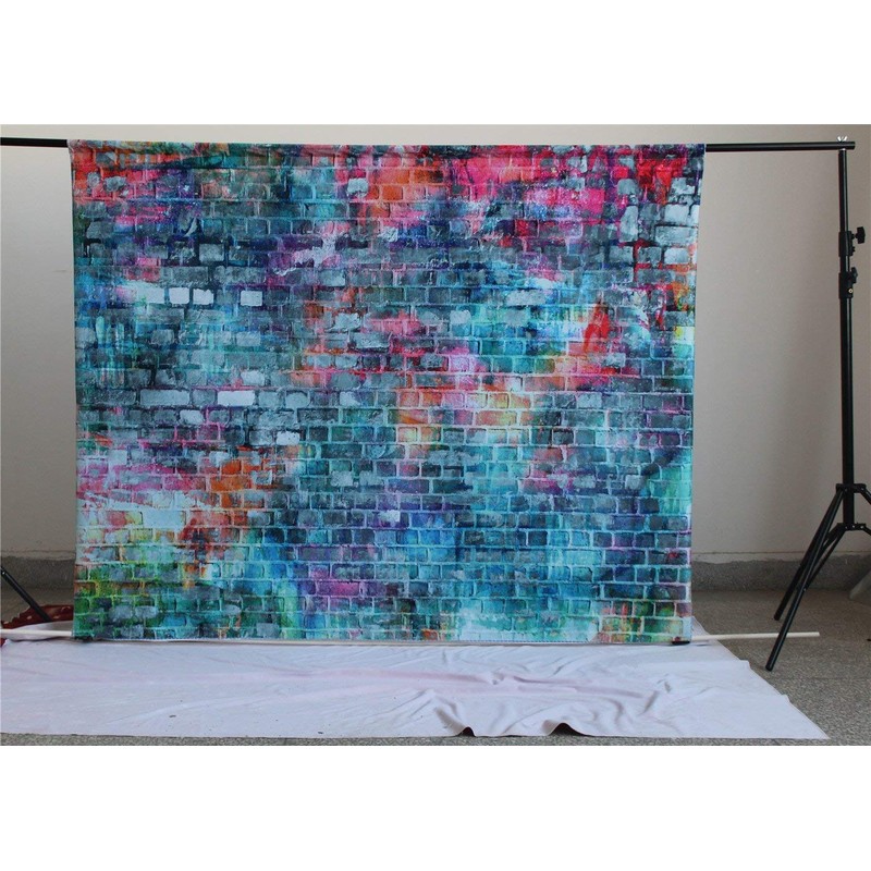 Kate 7x5ft Colorful Brick Wall Photography Backdrops Rainbow Painting Graffiti