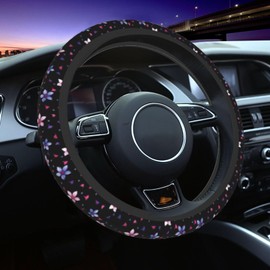 Flower Steering Wheel Cover Car Accessories Cute for Women Girls Universal 15 Inch Neoprene Auto Interior Decor Anti Slip Automotive Trucks Protector
