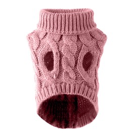 Petyoung Hundepullover Weste Warmer Mantel Haustier weiche Strickwolle Winter Pullover gestrickt Häkeln Mantel Kleidung für kleine mittlere Hunde (XL, Dunkelrosa)