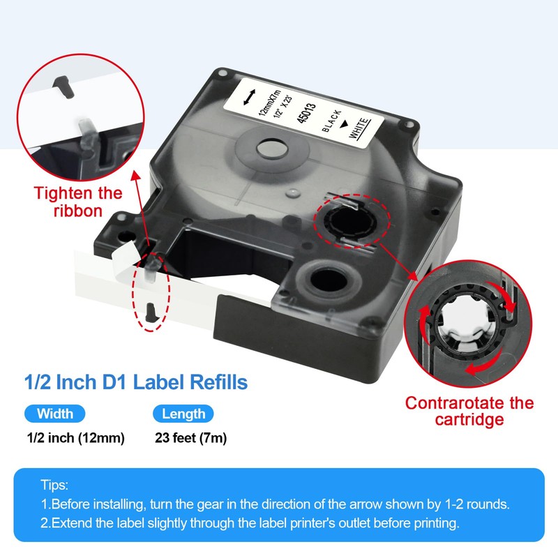 Label Orison A45018 Compatible with Dymo D1 Label Tape (12mm