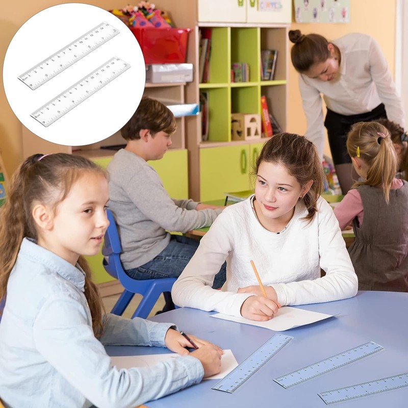 6PCS Small Rulers for School 15cm, Clear Plastic Ruler Measuring