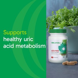 Organika Goutrin Uric Acid Flush for Gout (120 Caps): Gentle Gout Support with Cherry, Thyme, Celery Seed, Peppermint, & VIT C: Clean & Vegan Gout Supplements for Men & Women - Metabolism & Mobility