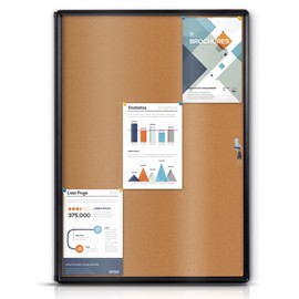 EVERSUPPLY Enclosed Bulletin Board 38x28 in,Wall Display Case Cork Board with Locking Door for Office School Home Store,Tamperproof and Shatter Resistant,Black Aluminum Frame(9xA4)