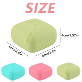 2 Pcs Travel Soap Box Small Size Square Sealed Portable Soap Dish Candy Color Soap Case Container With Lid for Home Outdoor Gym Camping Hiking (Pink+Green)