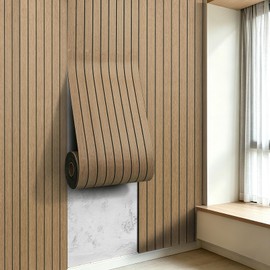 LOVADA 3D Peel and Stick Wall Panels PVC Grille Slat 118"x15.8" Self-Adhesive Wall Sticker Soundproof Paneling for Walls and Ceiling in Faux White Wood Grain Texture