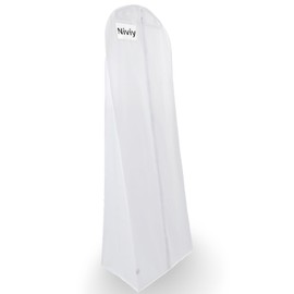 Niviy Wedding Dress Bag | Hanging Bridal Dress Bag | 180 x 60 x 40cm Length Travel Protector for Bride & Bridesmaids & Gown | Long Dress Bags with Zipper for Women White