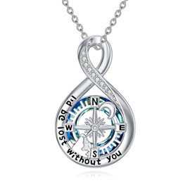 OJK Compass Necklace for Women Father's Day Gifts for Dad 925 Sterling Silver Id be Lost without You Necklace Infintiy Pendant Jewelry Graduation Gifts for Him Her Boyfriend Wife Birthday Anniversary Girlfriend