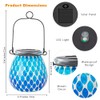 Starsoul Solar Lanterns Outdoor Waterproof, Elegant Blue Glass Mosaic Solar