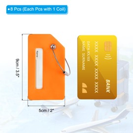 PATIKIL Initial Luggage Tags, 8 Pcs Silicone Suitcase Tag Identifier ID Card Holder Unique Luggage Name Tags with Stainless Steel Loop, Letter I, Orange