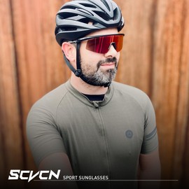 SCVCN Cycling Glasses Sports Sunglasses for Men Women, UV400 Protection Running MTB Bicycle Mountain Bike Glasses, 01-black Orange, Universal