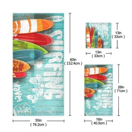 QUGRL Retro Surfboards Towels Set of 3 Summer Vacation Surfing Super Soft Luxury Bath Towel Decorative Hand Towels Cotton Washcloths for Bathroom Kitchen Hotel Beach Gym Spa