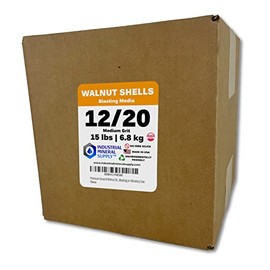 Premium Ground Walnut Shell Media Grit Size 12/20-15 lbs/6.8 kg - Medium Grit Walnut Shells for Tumbling, Blasting or Vibratory Use