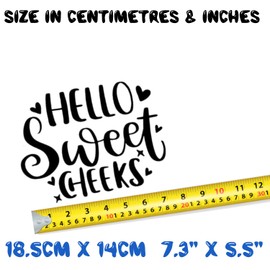 Hello Sweet Cheeks Bathroom Accessory, Cute Stickers - Funny Toilet Sticker, Bathroom Sign, Toilet Lid Decal, Bathroom Wall Art - Stickers for Adults - Vinyl Stickers (18.5cm x 14cm, Black)