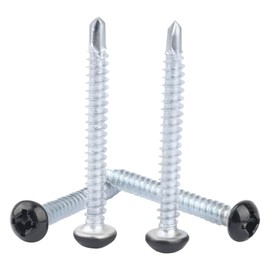 Pan Head Metal RV Screws Black #8 x1-1/2 for Quad Drive Self Tapping Drill RV Interior and Exterior Enclosed Trailer Repair Screws - 100 Pcs