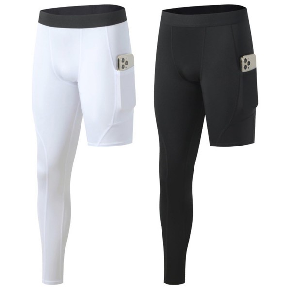 Blaward 2 Pack Men's Compression Pants Single Leg Tight Sports