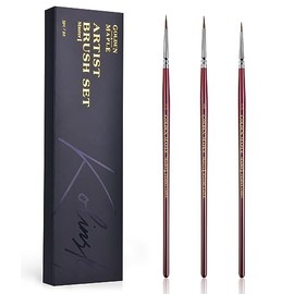 Kolinsky Sable Miniature Paint Brushes Professional Detail Paint Brushes, Golden Maple Ultra Fine Paint Brushes for Miniatures, Details, Fingure, Size 3/0 4/0 5/0