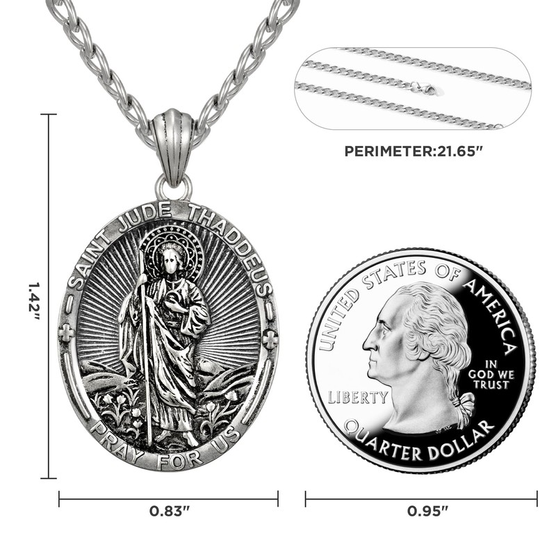 NORBU S925 Saint Necklace for Men, Patron Amulet Saint Medal