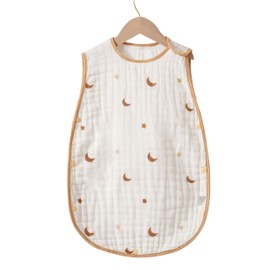 Baby Sleep Sack All-Season - 100% Cotton Muslin Sleeveless Swaddle Bag - Lightweight & Breathable for 0-18 Months, Adjustable Snap Buttons, TOG 0.5, Machine Washable (cartoon)