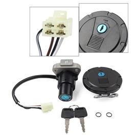 Reckkiiaotu Motorcycle Ignition Switch Lock Set w/Keys - Igntiton Swtich(4-Wires) Fuel Gas Tank Cap for Kawasaki KLR650 KLR 650 2008-2018