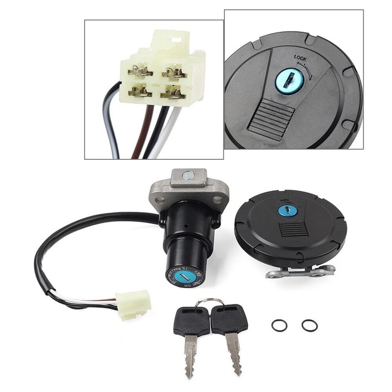 Reckkiiaotu Motorcycle Ignition Switch Lock Set w/Keys - Igntiton Swtich(4-Wires)