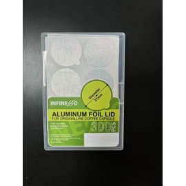 Infinesso 300pcs Espresso Coffee Capsules Foil Seals Aluminum Espresso Lids Aluminum Foil Lids Stickers to Reuse Capsules Espresso Machine Pods Stainless Steel Capsule Cups, 37 mm.