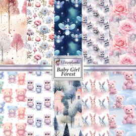 EZscrapbooks BABY GIRL FOREST - Paper Pack