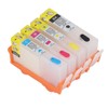 4 Pcs Ink Cartridge Black Blue Magenta Yellow Permanent Chip