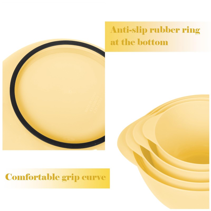 BoxedHome Mixing Bowl Set Yellow Mixing Bowl Set Plastic Salad