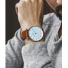 BUREI Men Wrist Watches Fashion Minimalist Analog Leather Quartz Waterproof