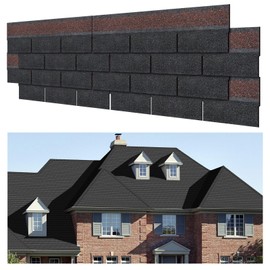Maasechs 7 Pack Asphalt Roof Shingles for Home 39 "x13 Double Layer 3-tab Roofing Shingles Tile Repairing Self Adhesive Shed Decor for Outdoor Garage Pet House Cover 12.8 Square Feet(Grey, Red)