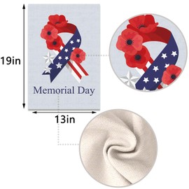 Linen Memorial Day Garden Flag Stars and Stripes Corn Poppy Patriotic Vertical Double Sized Yard Outdoor Decoration