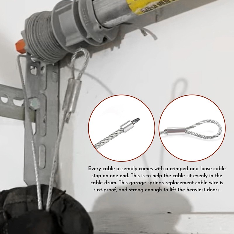 2PCS 3/25 10FT Garage Door Cable High-Quality 304 Steel Galvanized