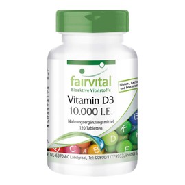 Fairvital Vitamin D3 10,000 IU Depot - High Dose - Cholecalciferol - Only 1 Tablet Every 10 Days - 120 Tablets