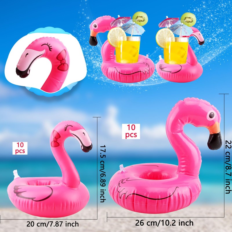 Octaday 20 Pcs Inflatable Flamingo Drink Holders for Pool Party