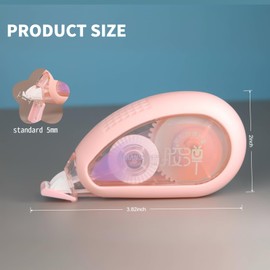 WISOPTUS Correction Tape with Rubber Edging, 59 Feet Aesthetic Cute White Out Tape Featuring Shock-Absorbing Edging for Smooth, Durable, and Precise Mistake Fixing (1Piece, Pink)