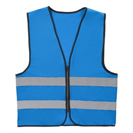 PATIKIL High Visibility Reflective Safety Vest, Class 2 Construction Work Vest Smooth Zipper Front for Construction Safety Use, Lake Blue