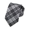Secdtie Men's Classic Checks Silver Jacquard Woven Silk Tie Formal