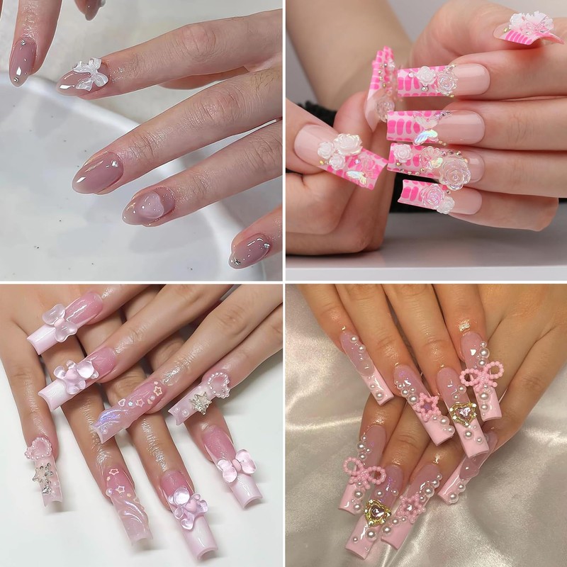 3D Nail Charms, 400 Pcs Lollipop Butterfly Flower Bear Bow