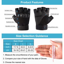 SUJAYU Tactical Gloves for Men, Airsoft Gloves Tactical Fingerless Gloves, Shooting Gloves Paintball Gloves Combat Gloves Indestructible Gloves Tactical (M, Black)