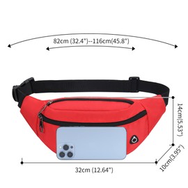Bum Bag Waist Bag Sports Stylish Waterproof Nylon Unisex Small Hip Bum Bag Waist Fanny Pack for Dog Training Travel Hiking Outdoor Women and Men, red, Sports